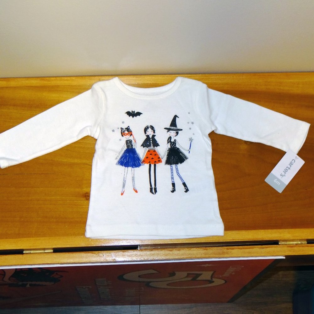 Carter's Halloween Girls Shirt Sz 6m Cute Witches NWT New